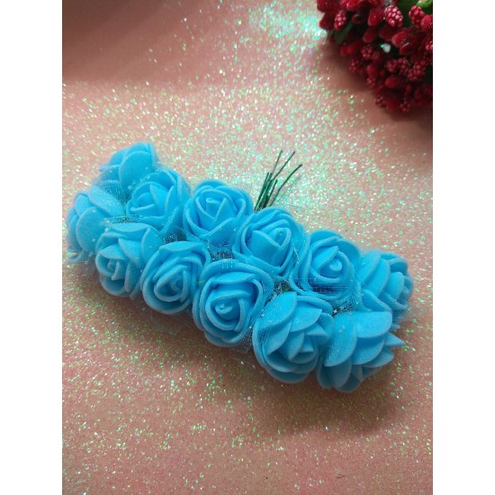 Розочки из фомирана в пучках 2,5 см, цв. голубой, цена за пучок